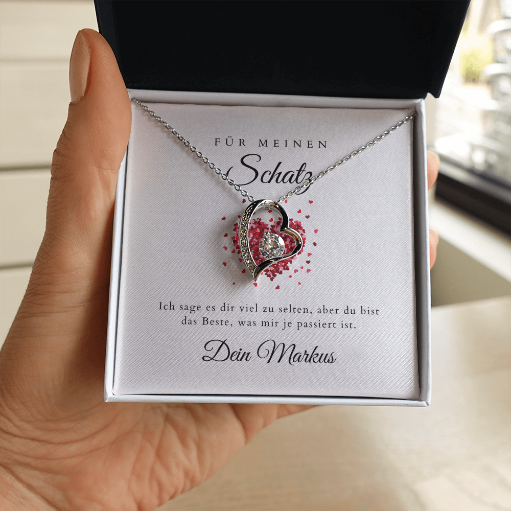 Forever Love Valentinstag - Halskette mit Herzanhänger & personalisierter Karte